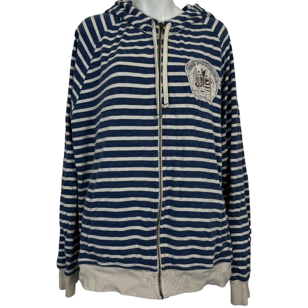 Disney Parks Walt Disney World Striped Full Zip Hoodie Sweatshirt Jacket Sz XL